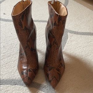 Snake skin heeled booties